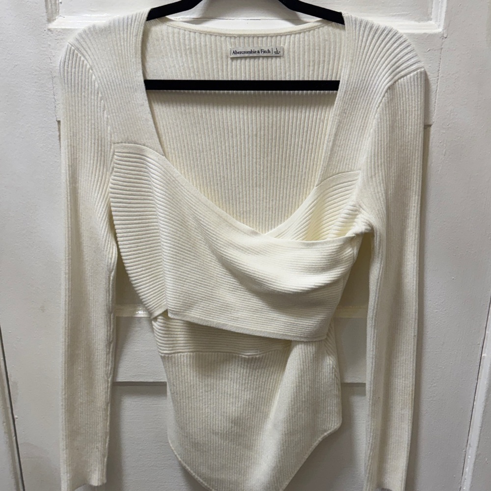 Abercrombie Ivory Ribbed Bodysuit